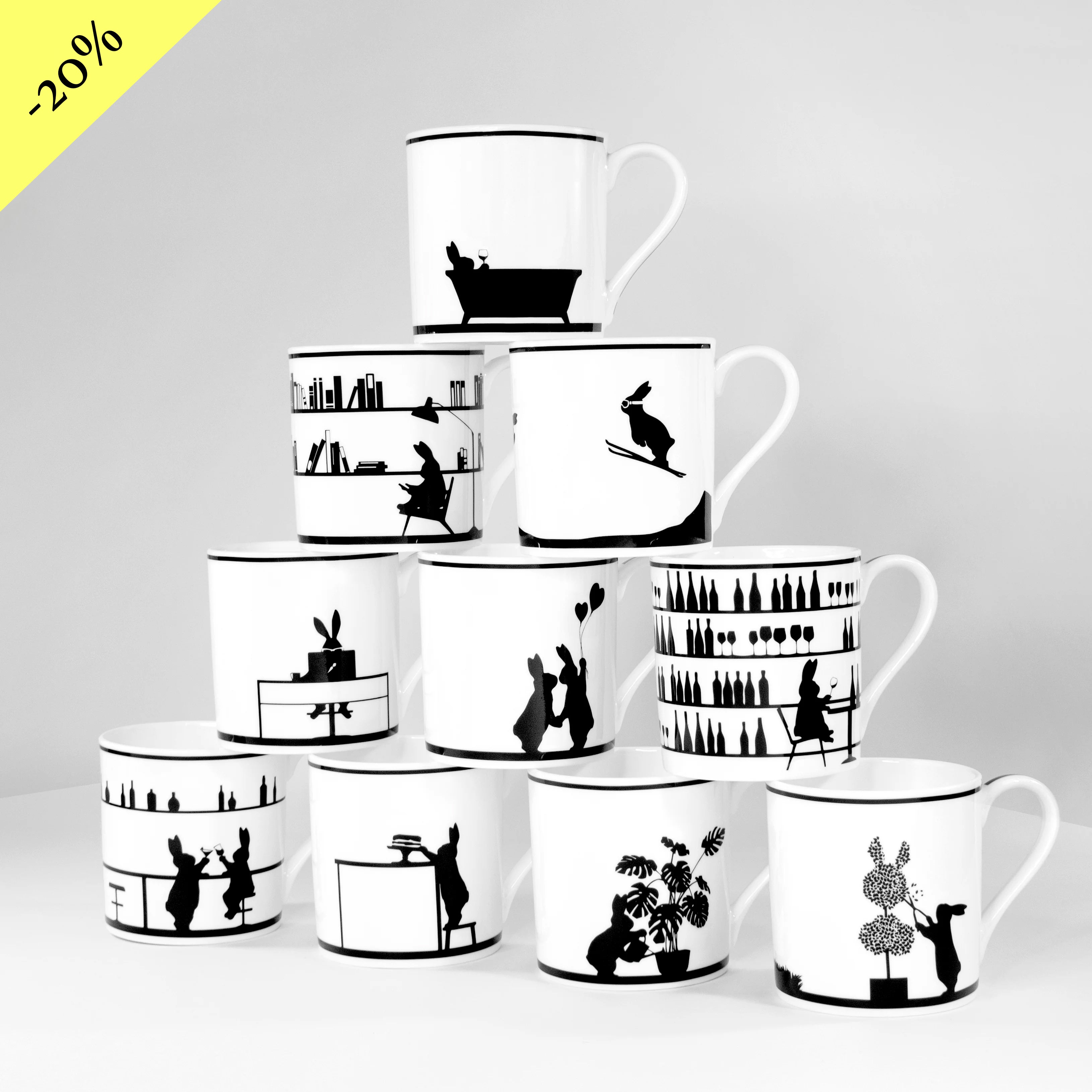 Rabbit Mugs | Hand Decorated Fine China Mugs | HAM