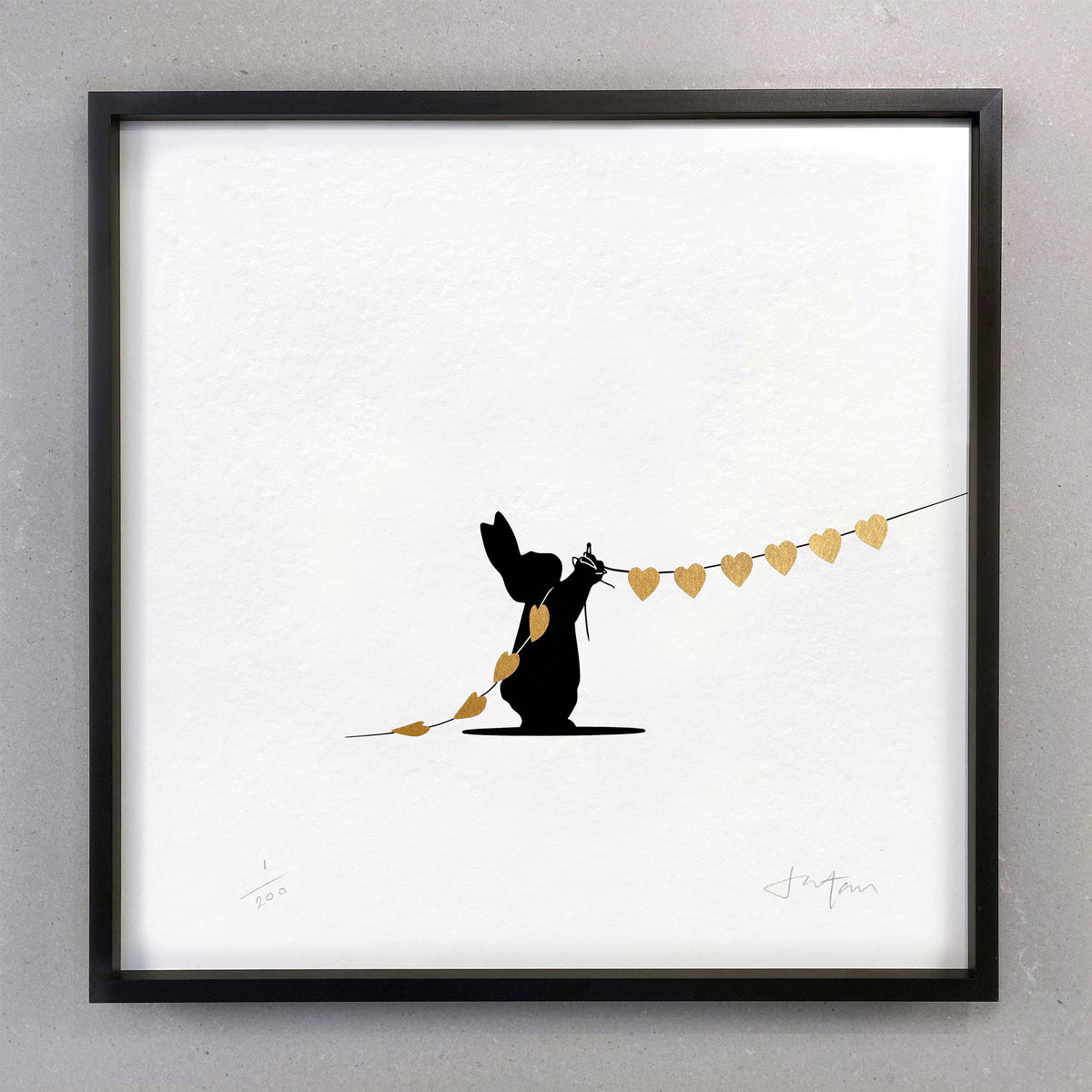 24ct Gold Heart Rabbit Print