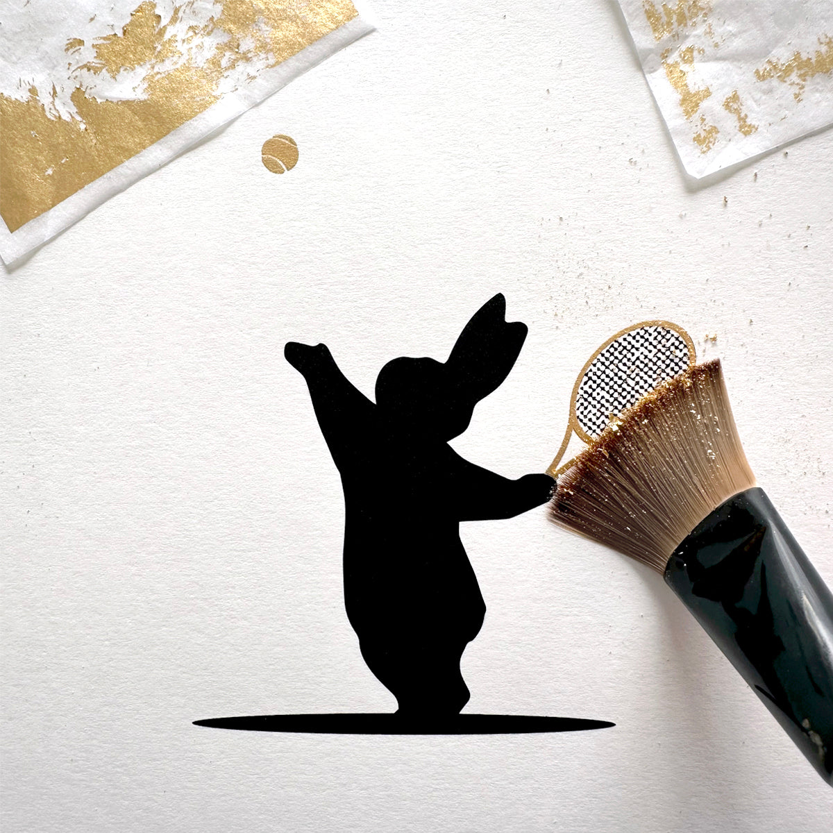 24ct Gold Tennis Rabbit Print