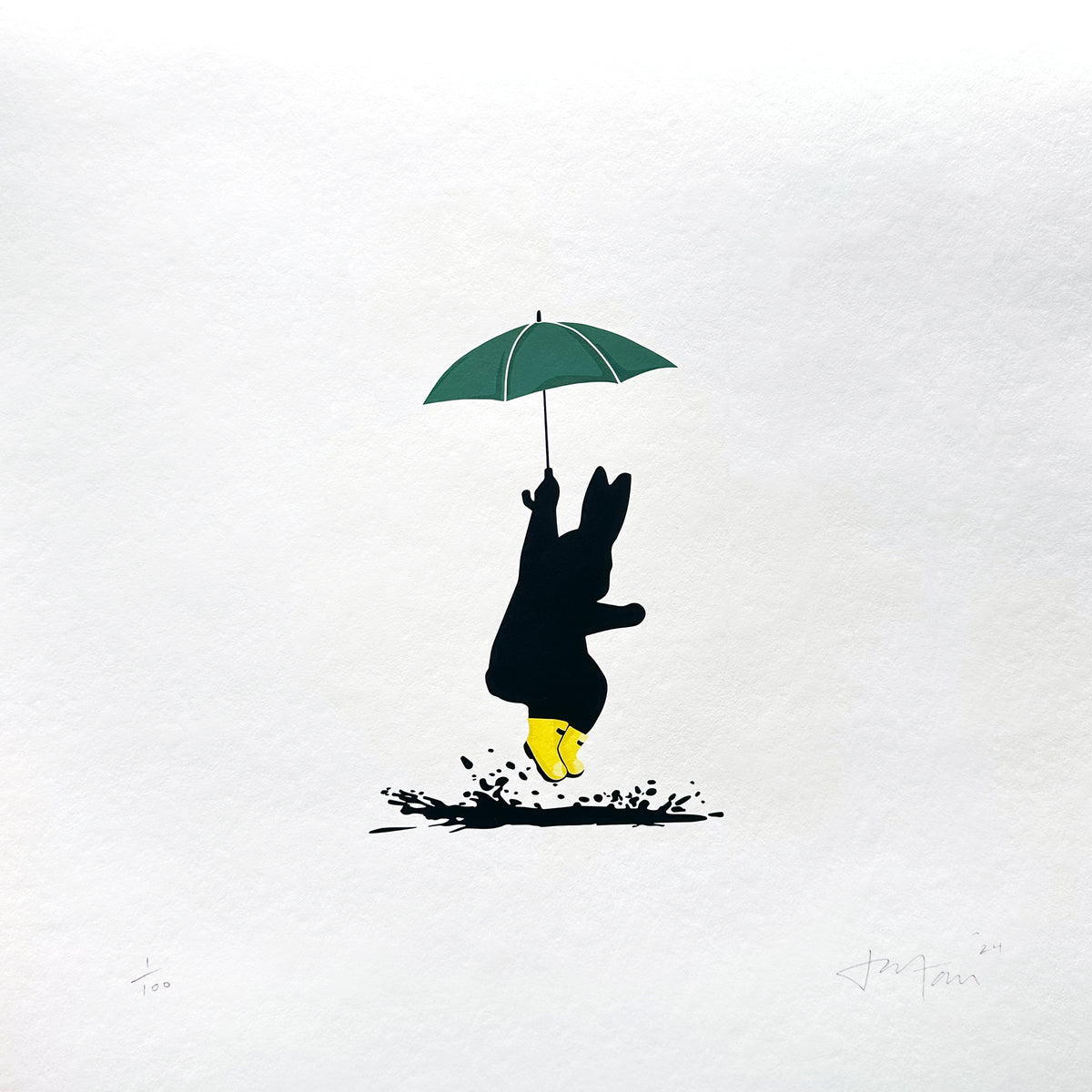 Limited Edition Puddle Jumping Rabbit Print