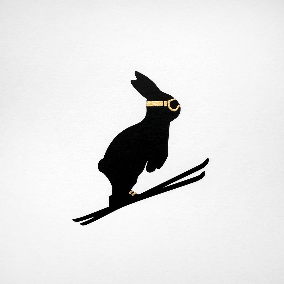 24ct Gold Ski Jumping Rabbit Print