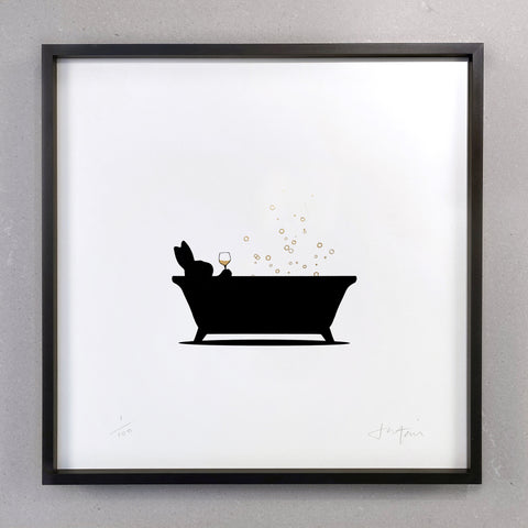 24ct Gold Bathtime Rabbit Print