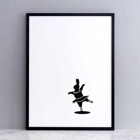 Ballet Dancing Rabbit Print